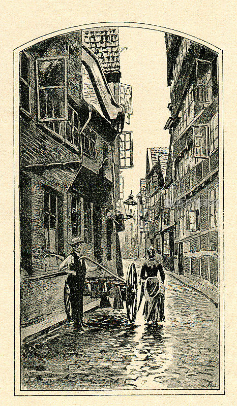 1891年，德国汉堡街头的送奶工人和妇女