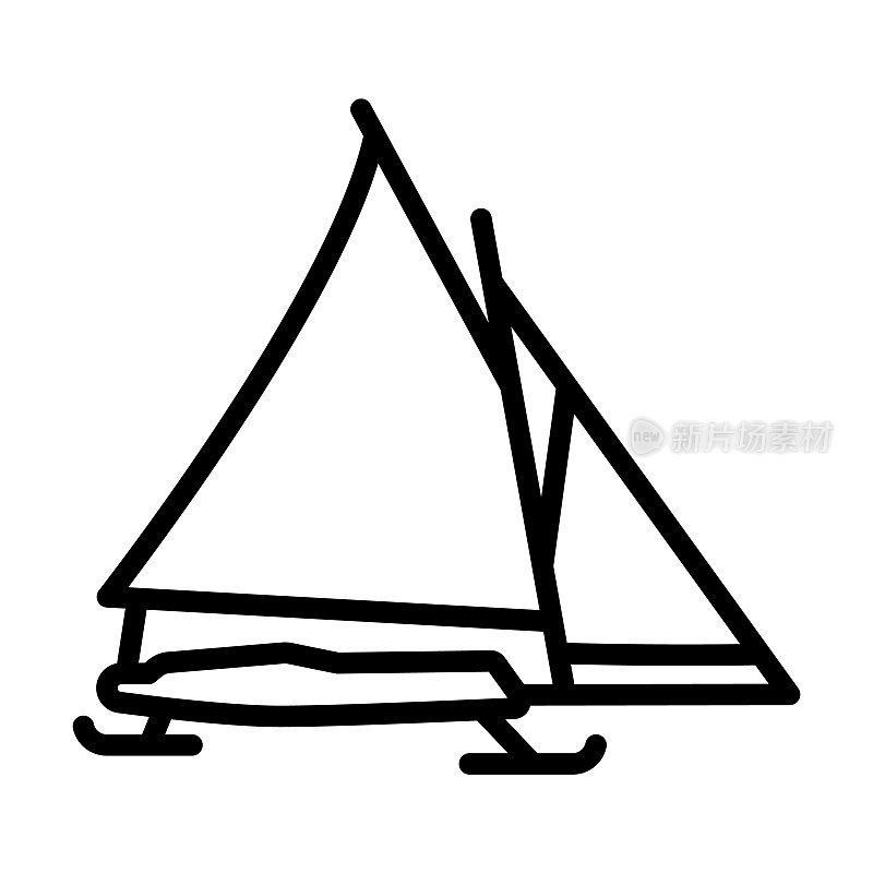 来自航海收藏的冰船图标。薄线性冰船，船，航运轮廓图标孤立在白色背景。线矢量冰船符号，网络和移动符号。