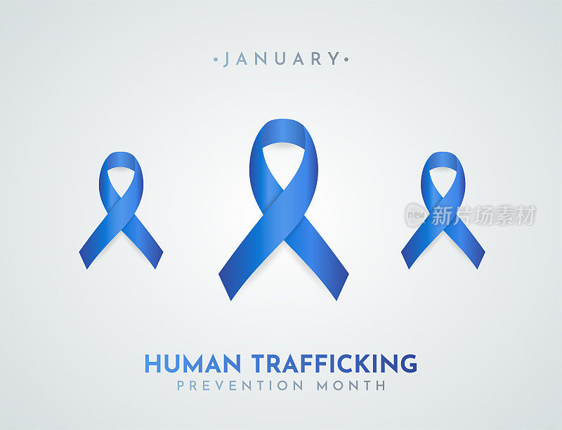 预防人口贩运月，1月。向量