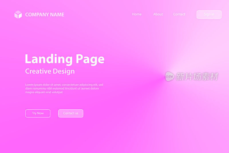 着陆页面模板-粉红色的抽象背景，径向渐变
