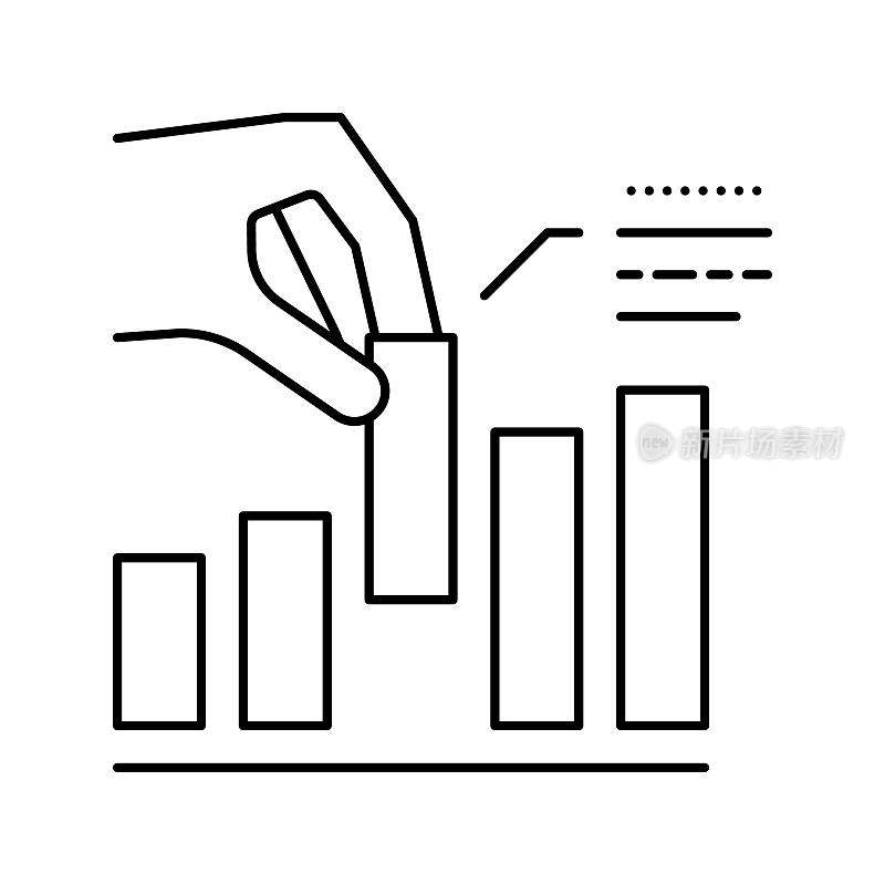 信息图表报告市场研究线图标矢量插图