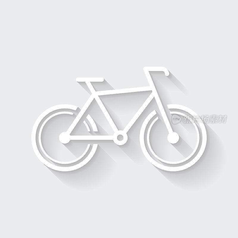 自行车。图标与空白背景上的长阴影-平面设计