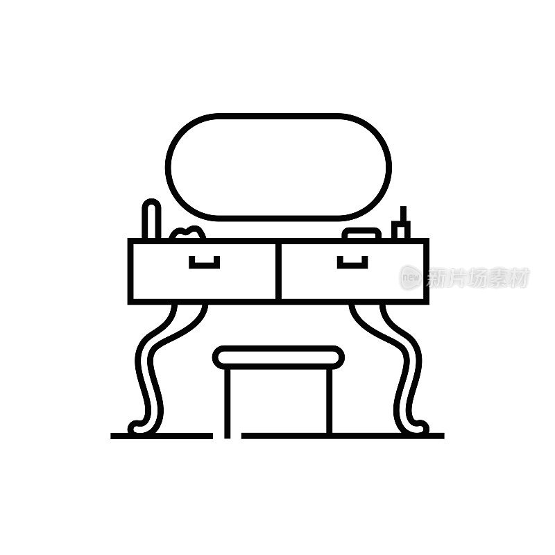 梳妆台,家具线图标