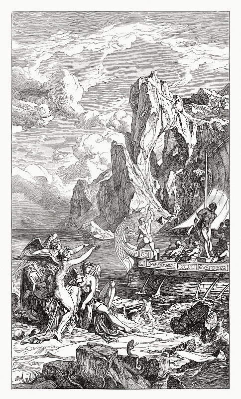 木刻版《尤利西斯逃脱了塞壬的诱惑》，出版于1881年