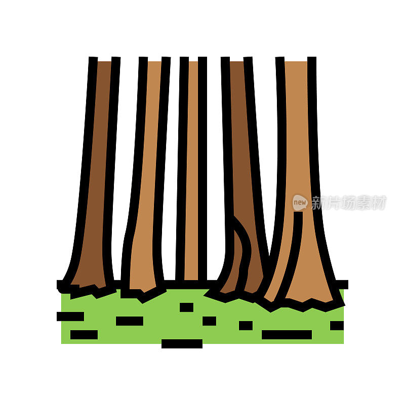 红杉国家公园彩色图标矢量插图