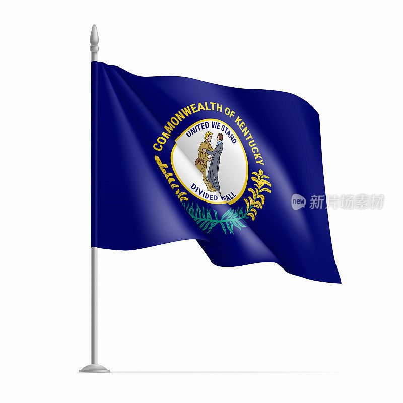美国联邦州的旗杆上飘扬着肯塔基州的旗帜