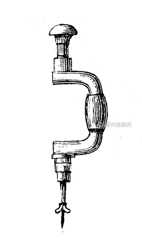 古董插图，应用机械和机器:钻孔机