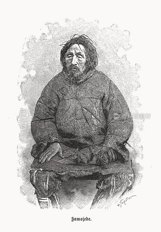 萨摩耶人，俄罗斯西伯利亚北部，木刻，1899年出版