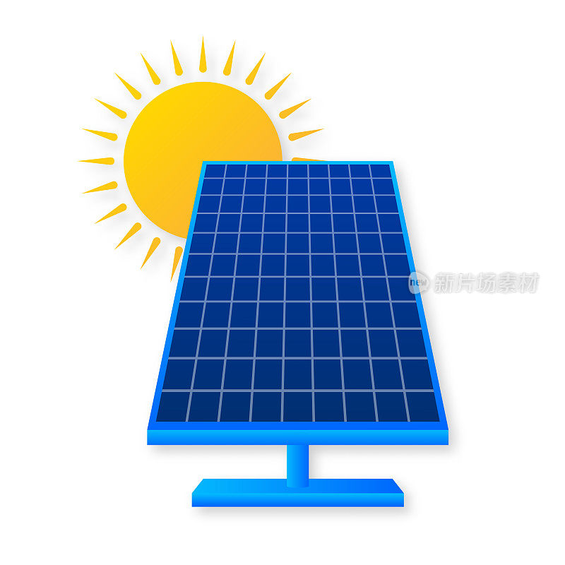 太阳能光伏电池板电站。等距向量。向量几何。技术概念
