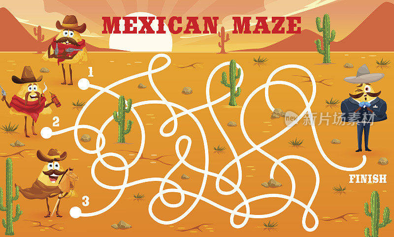 迷宫迷宫和牛仔墨西哥玉米片的游戏