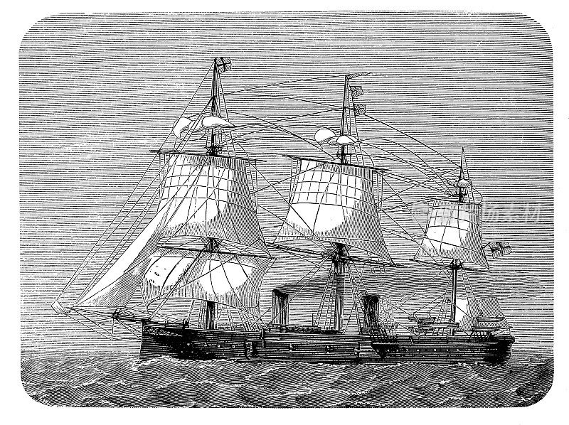 德国装甲舰，帆船和蒸汽机船，19世纪