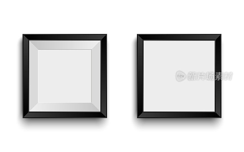 逼真的黑色框架为您的照片或照片。现代矢量模型模板。为你的设计空框架