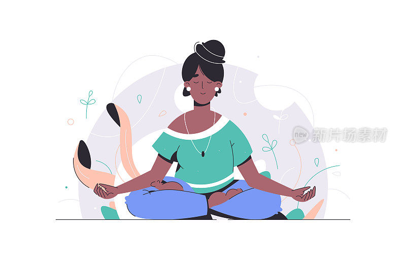 矢量瑜伽有益于身体、思想和情绪的健康。冥想练习。禅。业务放松