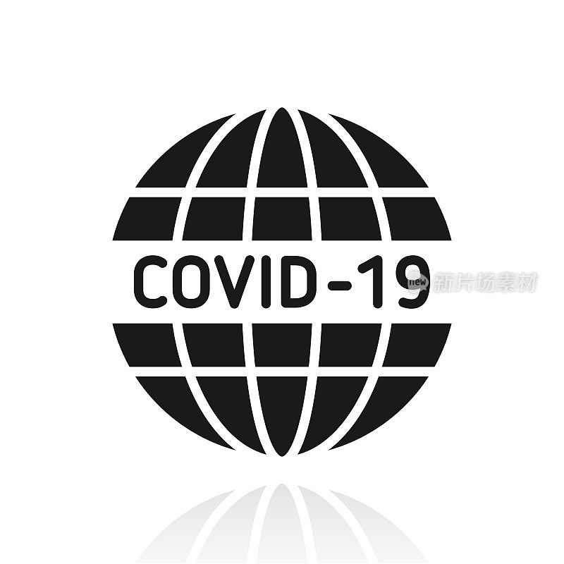 Covid-19全球大流行。白色背景上反射的图标