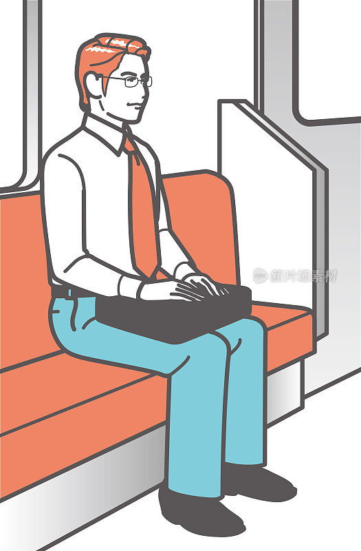 一个人坐在火车上的椅子上。