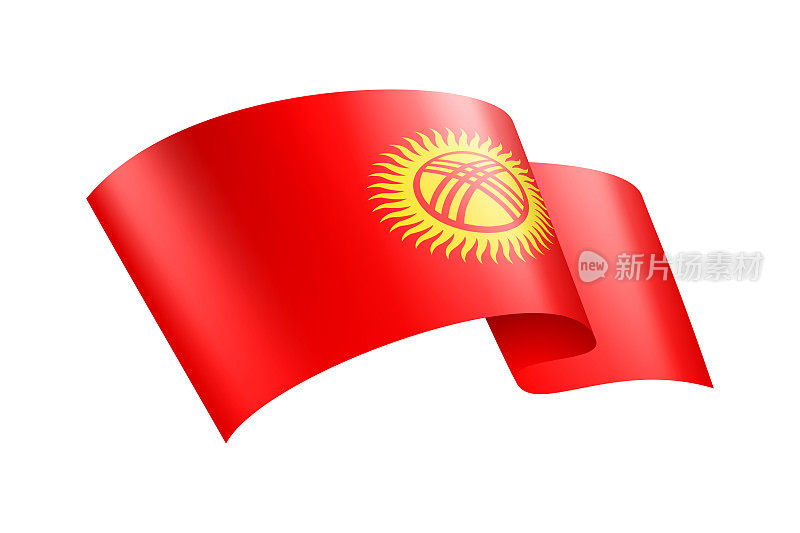 吉尔吉斯斯坦国旗缎带。吉尔吉斯旗头旗。矢量股票插图