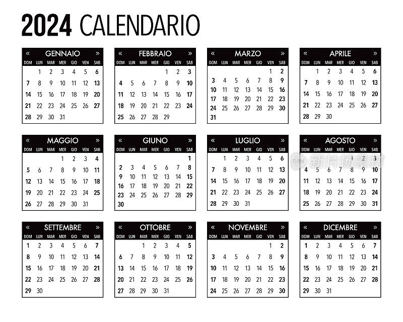 2024年意大利日历模板
