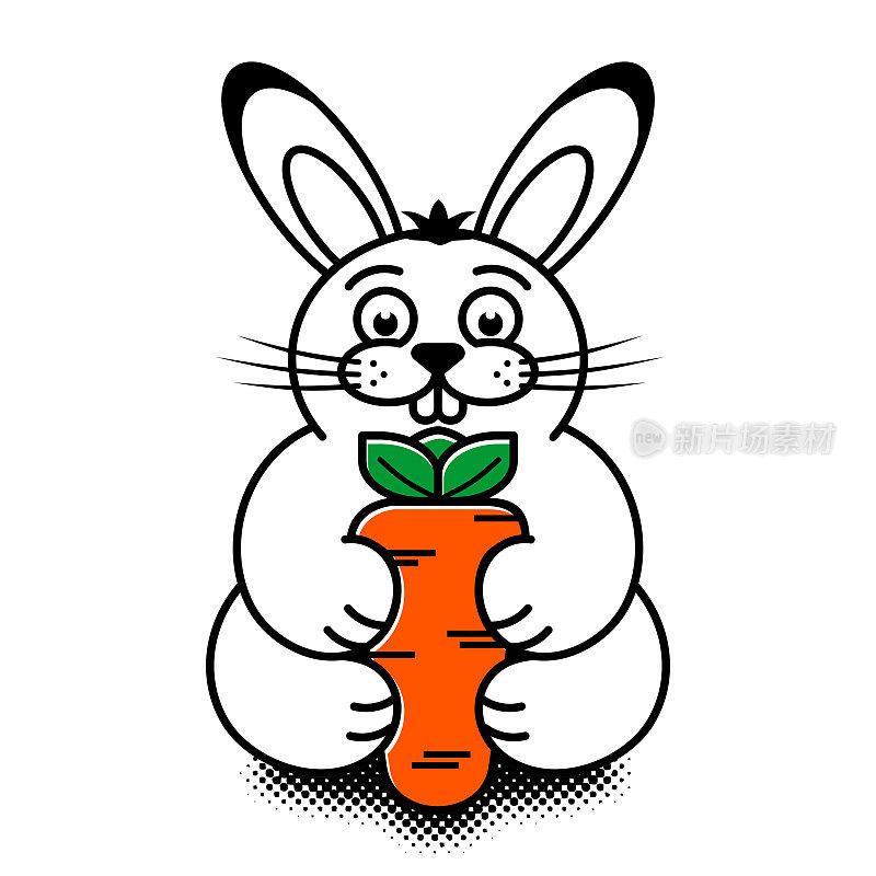 卡通白兔和胡萝卜