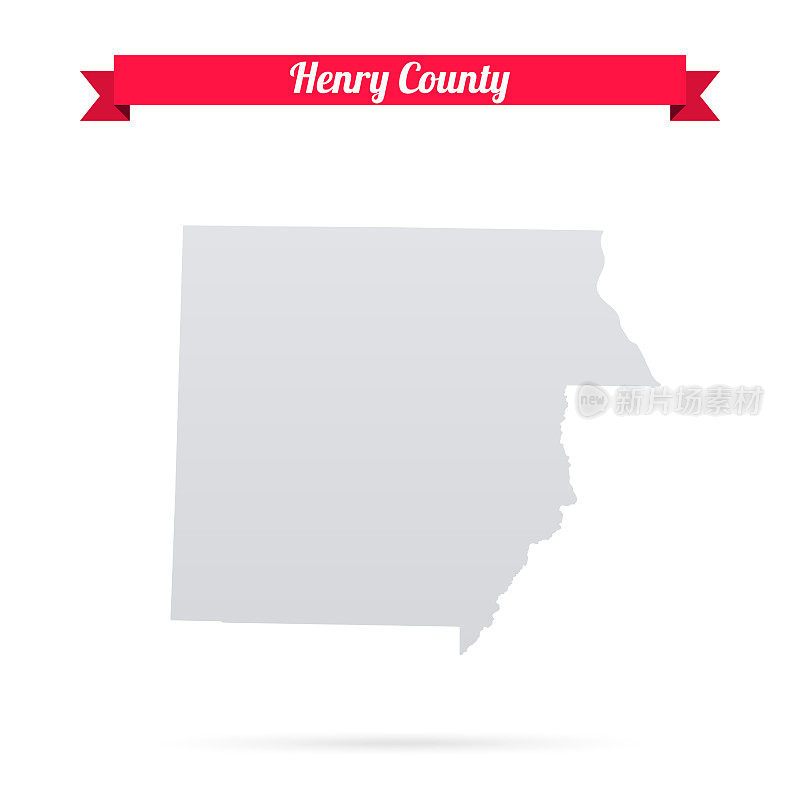 亨利县，田纳西州。白底红旗地图