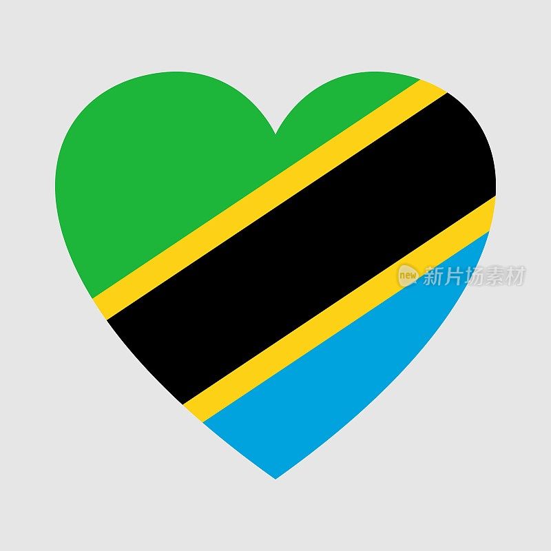坦桑尼亚国旗。心的形状