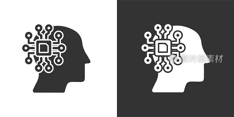 人工智能图标。固体图标，可以应用在任何地方，简单，像素完美和现代风格