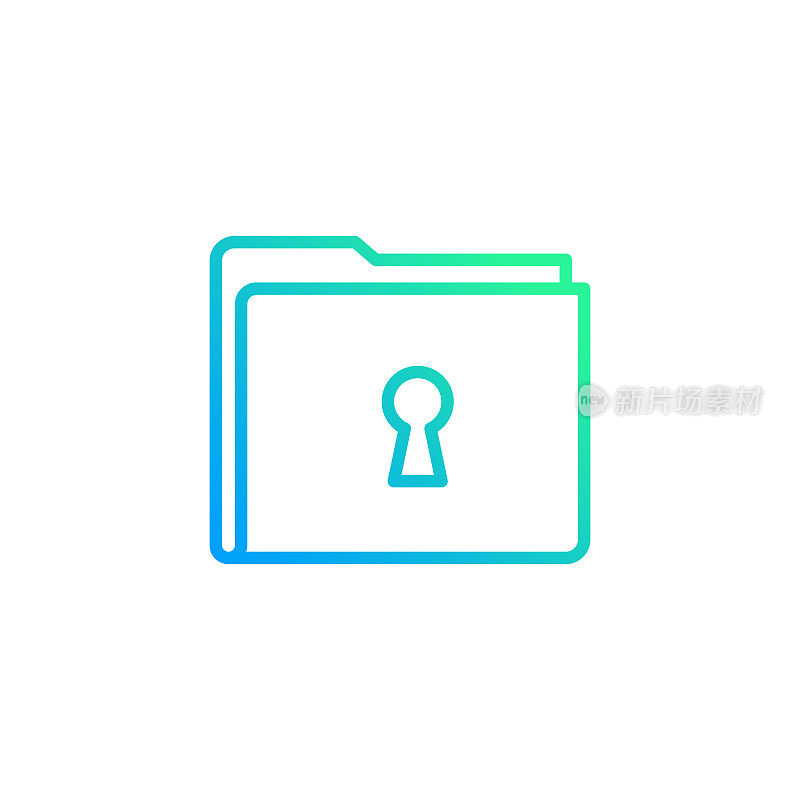 锁定文件夹渐变线图标。Icon适用于网页设计、移动应用、UI、UX和GUI设计。