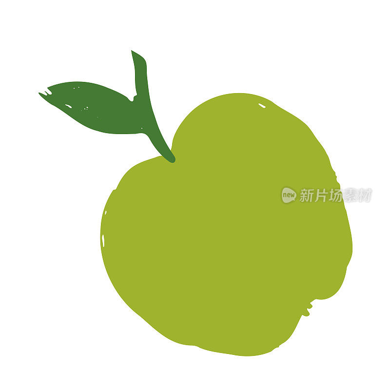 透明背景上的极简主义手绘苹果