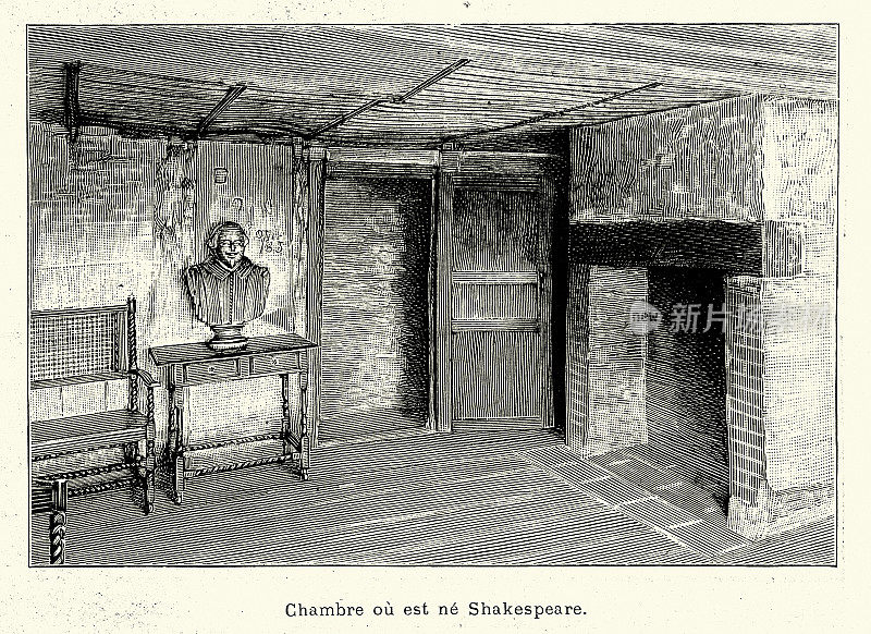 19世纪90年代，英国埃文河畔斯特拉特福的威廉・莎士比亚房间