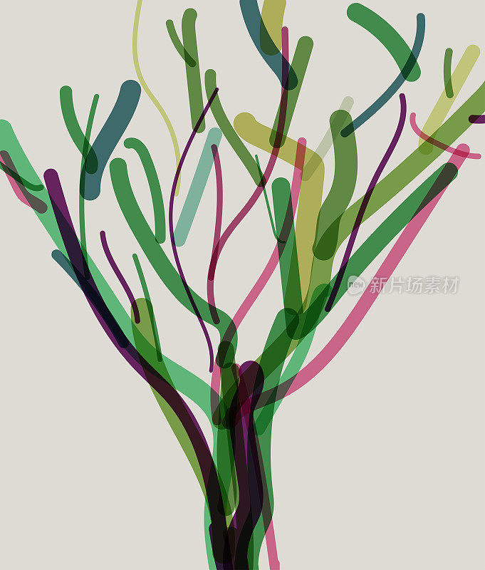 彩色手绘风格树图案插图背景