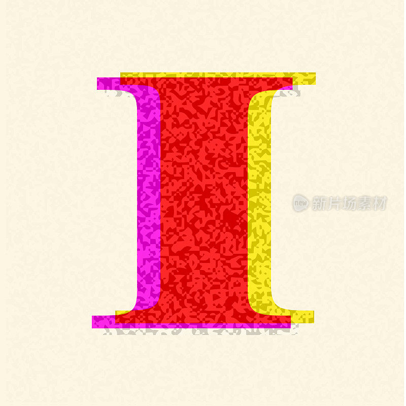 复古riso印花风格丝印字母I字体设计字母很有质感的风格