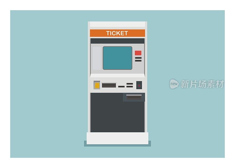 自动售货机的机票。简单的平面插图。
