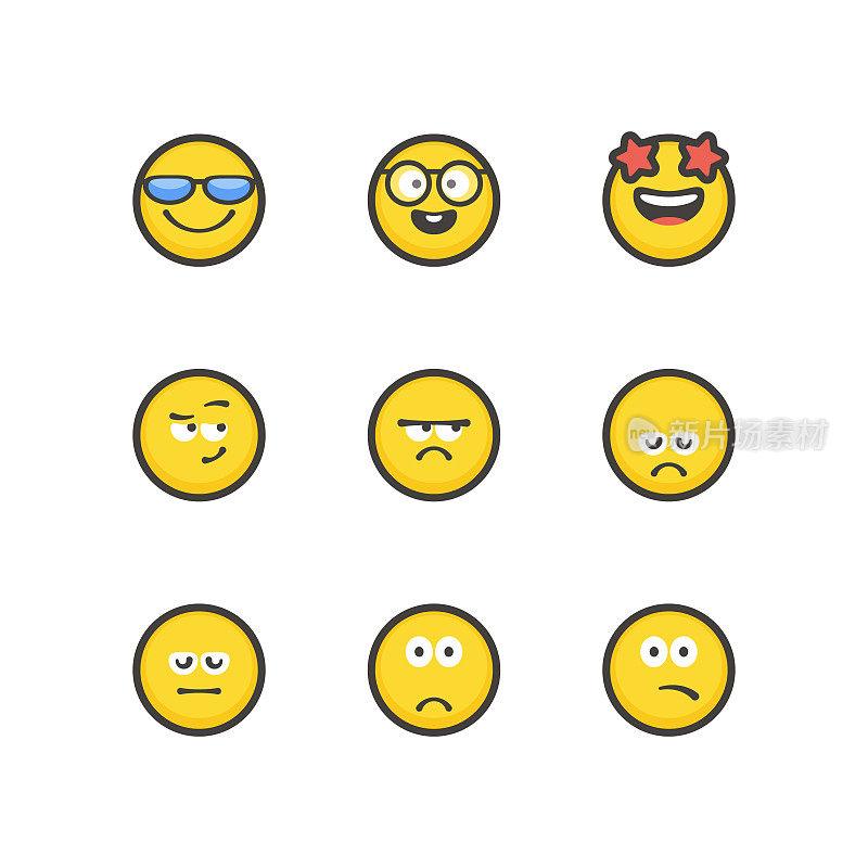 emoticon设置平面设计轮廓线