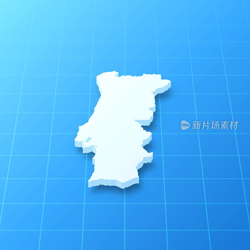 葡萄牙3D地图上的蓝色背景