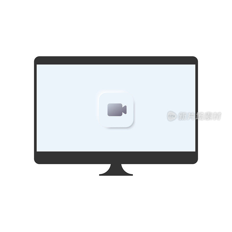 桌面电脑与视频通话图标在屏幕上