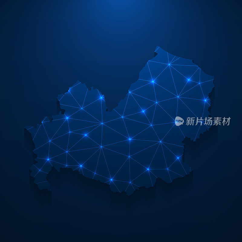 Molise地图网络-明亮的网格在深蓝色的背景