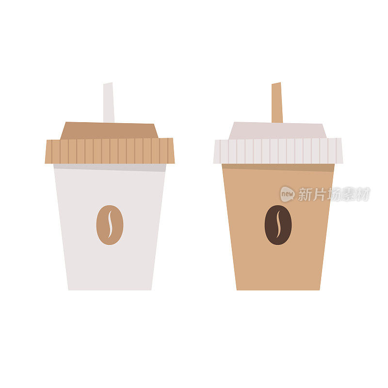 纸咖啡杯图标矢量设计。