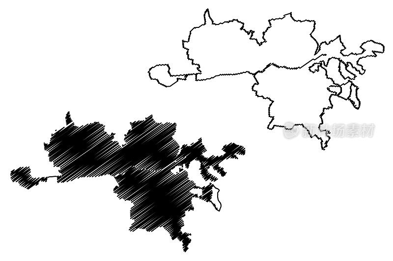 斯摩棱斯克市(俄罗斯联邦，俄罗斯)地图矢量插图，草稿斯摩棱斯克市地图
