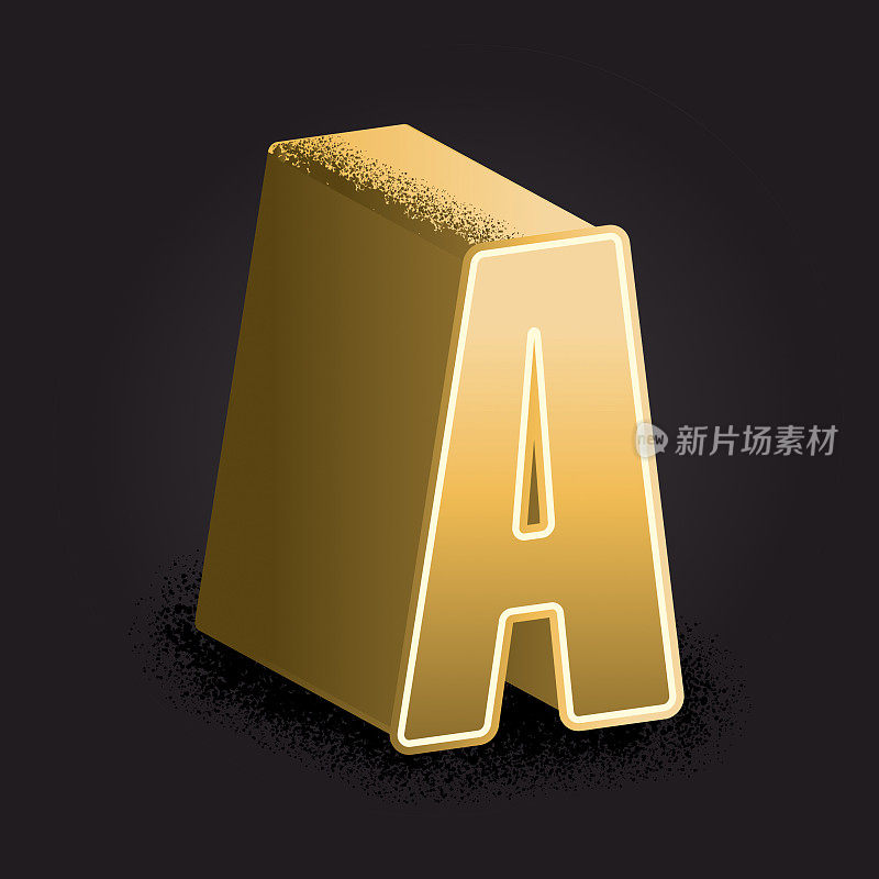 金色3d装饰字母A设计