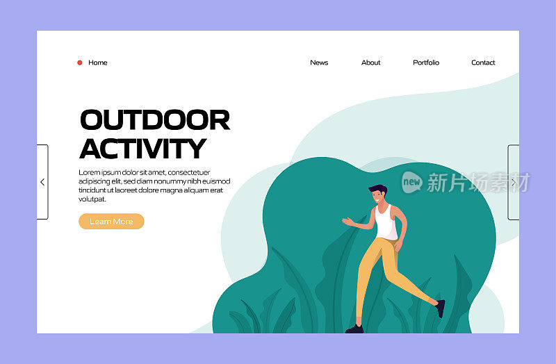 健康生活方式-户外活动概念矢量插图登陆页面模板，网站横幅，广告和营销材料，在线广告，业务演示等。