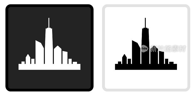 城市天际线图标上的黑色按钮与白色滚动