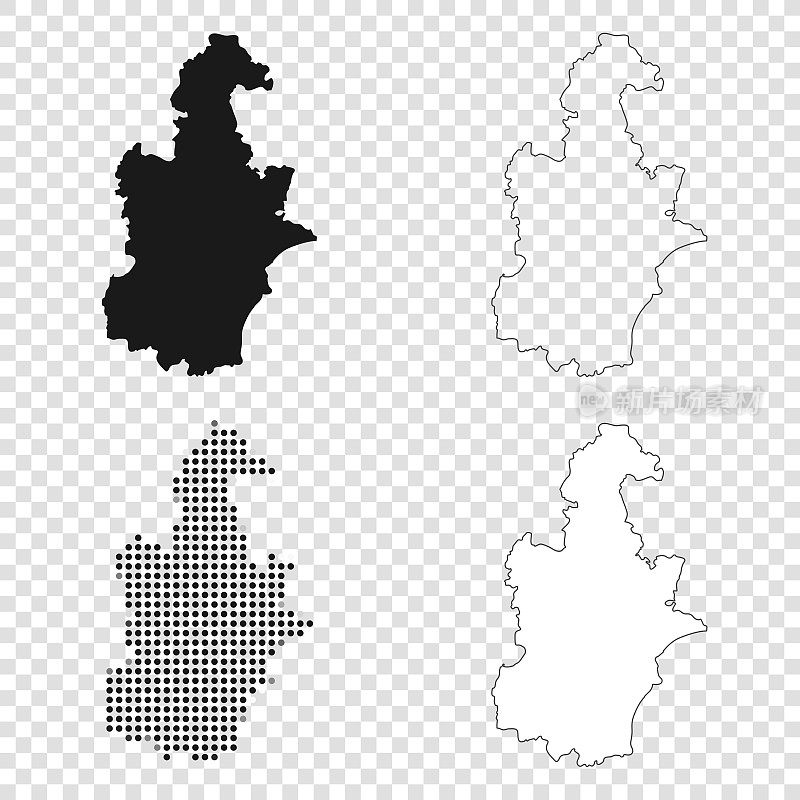 天津地图设计-黑色，轮廓，马赛克和白色