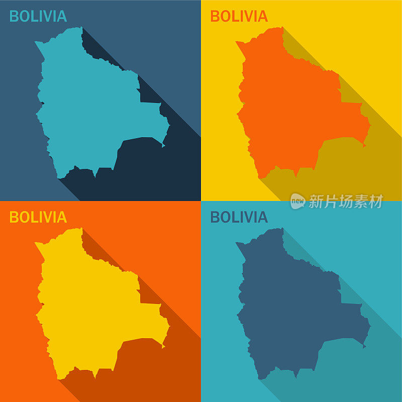 玻利维亚平面地图可在四种颜色
