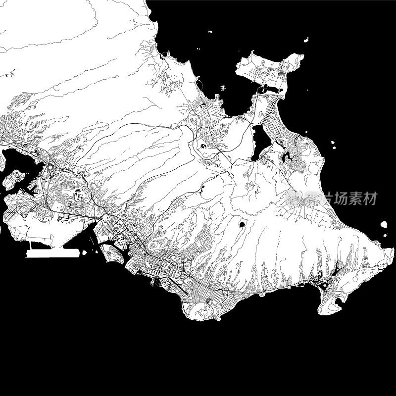 火奴鲁鲁，夏威夷美国矢量地图