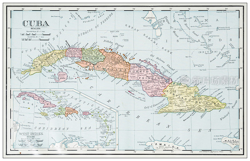 古古巴和安的列斯群岛地图