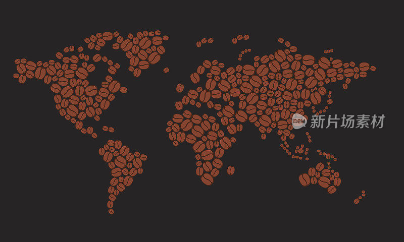 世界地图的咖啡