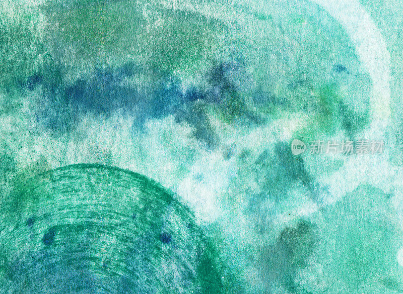 手绘纹理与绿色和蓝色的阴影