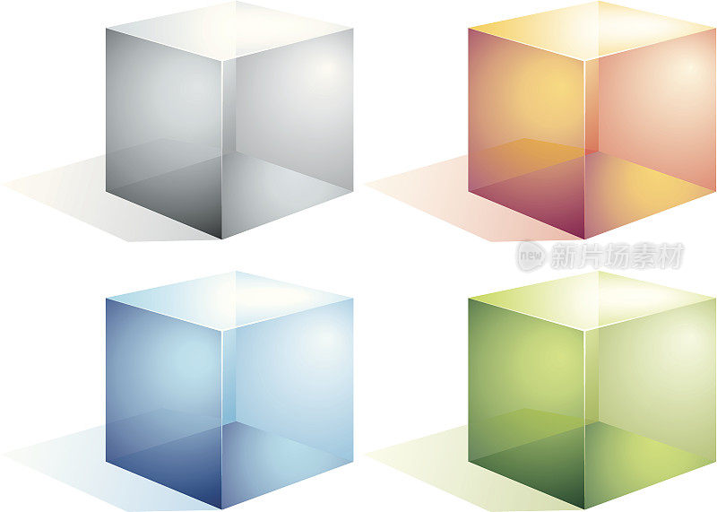 彩色透明立方体与阴影
