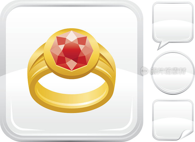 戒指与宝石图标上的银按钮