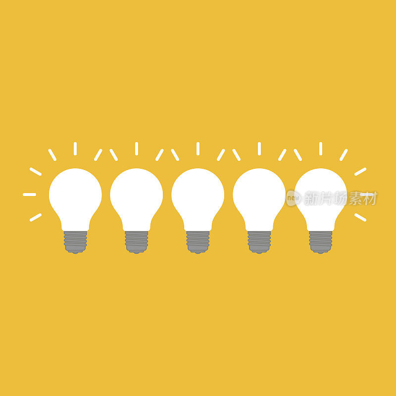 创意灯泡的概念概念在黄色的背景
