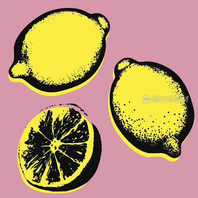 矢量手绘柠檬。